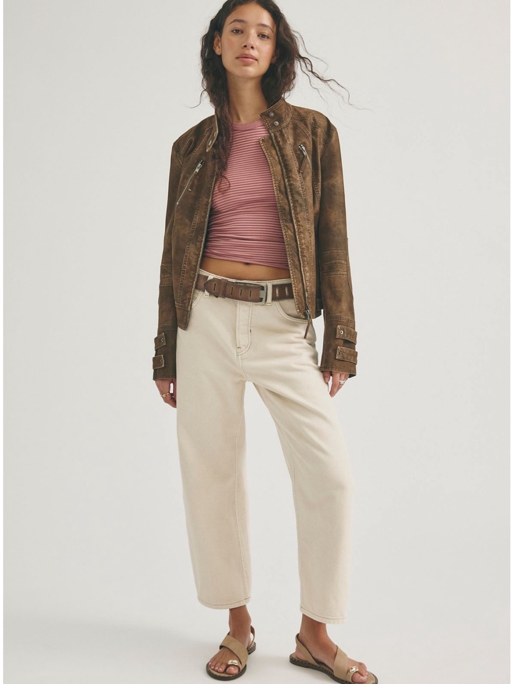WE THE FREE DEEP TRANCE DROPPED BOYFRIEND JEANS CASUAL KHAKI CREAM